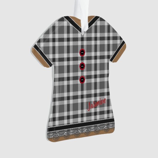 Robe Plaid Gris mignonne avec Dentelle Trim Custom (devant)