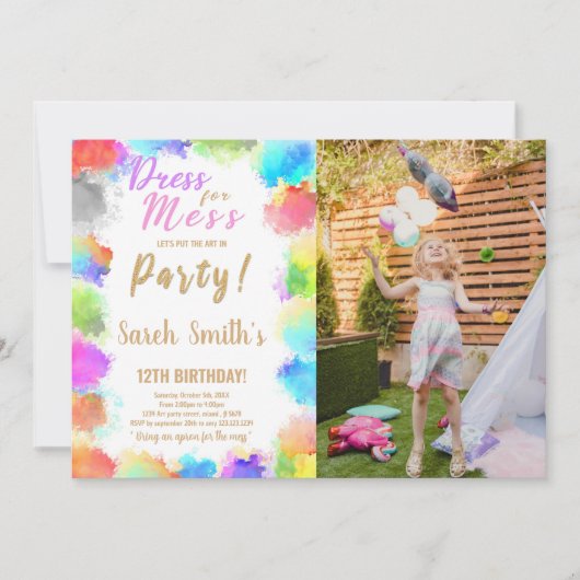 Robe pour Mess Paint Anniversaire Invitation (Devant)