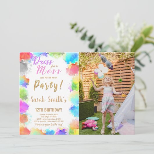 Robe pour Mess Paint Anniversaire Invitation (Debout devant)