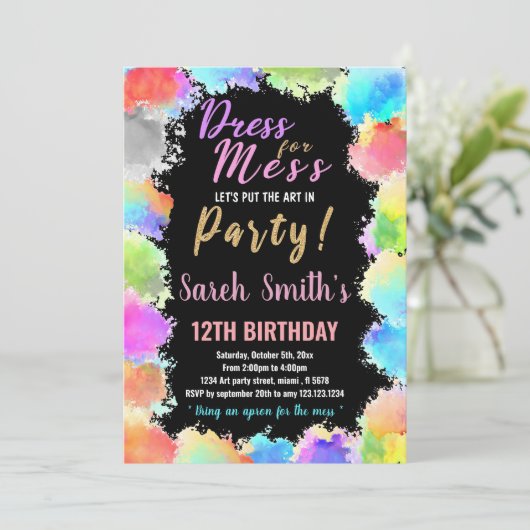 Robe pour Mess Paint Anniversaire Invitations (Debout devant)