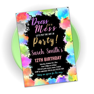 Robe pour Mess Paint Anniversaire Invitations