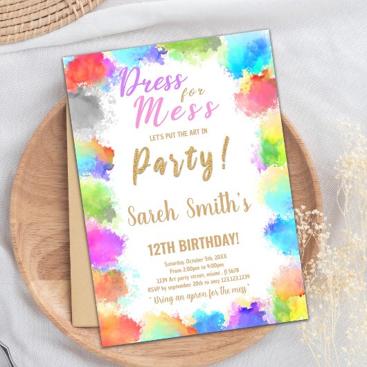 Robe pour Mess Paint Anniversaire Invitations