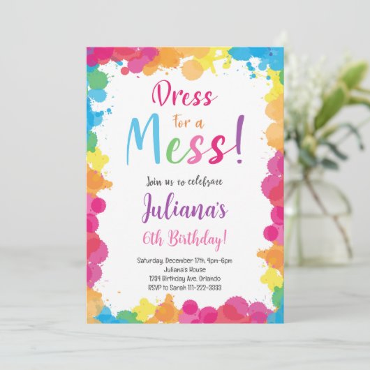 Robe pour un Mess Peinture Anniversaire Invitation (Debout devant)