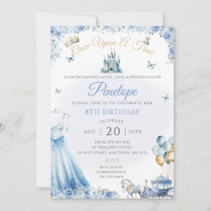 Robe princesse bleue Invitation de fête d'annivers