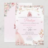 Robe princesse rose Invitation de fête d'anniversa (Devant / Derrière)