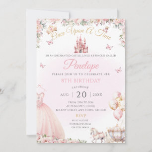 Robe princesse rose Invitation de fête d'anniversa
