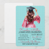 Robe rose Aquarelle Graduation Invitation (Devant / Derrière)