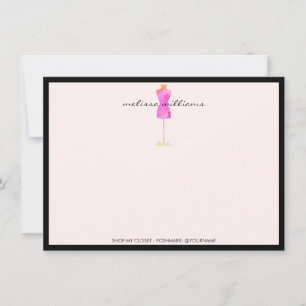 Robe rose Aquarelle Mannequin II Carte pour notes