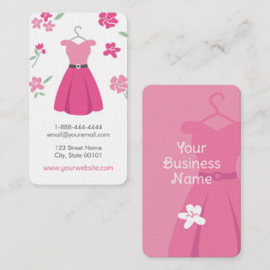 Robe rose avec Fleurs Carte de visite vertical