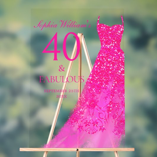 Robe rose chaude 40 et fabuleuse fête du 40e anniv (Neutre)