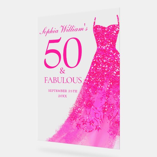 Robe rose chaude 50 et fabuleuse fête du 50e anniv (Angle)