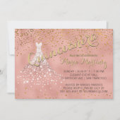 Robe rose Diamant Or Quinceanera Invitation (Devant)