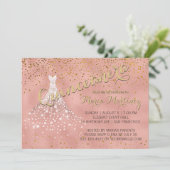 Robe rose Diamant Or Quinceanera Invitation (Debout devant)