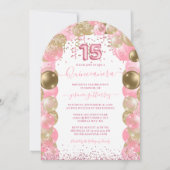 Robe rose étincelle Quinceañera Invitation au ball (Dos)