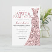 Robe rose Gold Sparkle 40e anniversaire Invitation (Debout devant)