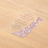 Robe rose Gold Sparkle 50e anniversaire Invitation (Poser)