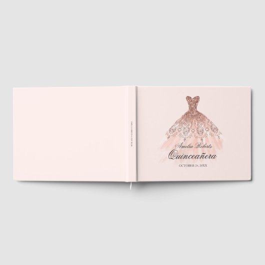 Robe rose Gold Sparkle Quinceanera Livre d'or (Complet)