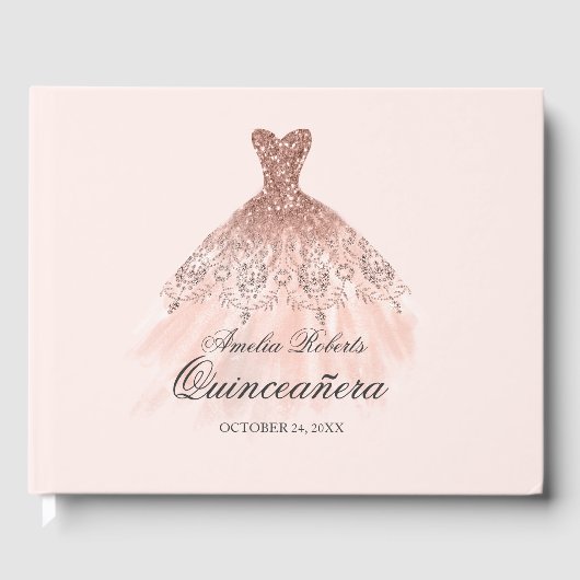 Robe rose Gold Sparkle Quinceanera Livre d'or (Recto)