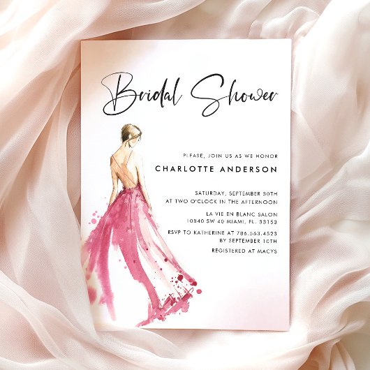 Robe rose Invitation de douche nuptiale