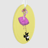 Robe rose mignonne Poodle noir dessin original (devant)
