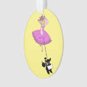 Robe rose mignonne Poodle noir dessin original (devant)