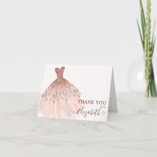 Robe rose or Aquarelle Étincelle Merci (Devant)