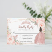 Robe Rose or Blush Floral 16 Quinceañera Réponse (Debout devant)