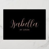 Robe rose or étincelante Quinceañera Invitation (Verso)