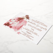 Robe rose or étincelante Quinceañera Invitation (Rotation)