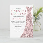 Robe rose or étincelle 70e anniversaire Invitation (Debout devant)