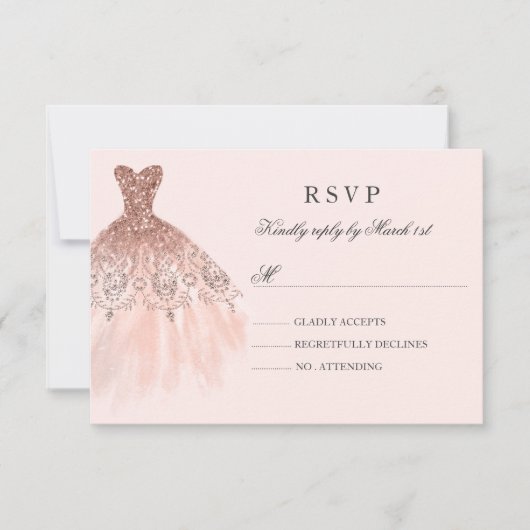 Robe rose or étincelle Quinceanera RSVP (Devant)