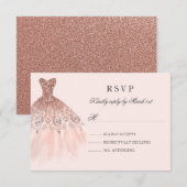 Robe rose or étincelle Quinceanera RSVP (Devant / Derrière)