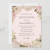 Robe rose or Rose floral Quinceanera Invitation (Dos)