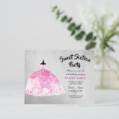 Robe rose Silver Sweet 16 Party Invitation (Debout devant)