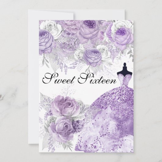 Robe Rose violette Sweet 16 Invitation (Devant)
