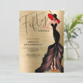 Robe rouge 50 et Fabulous Gold Birthday Invitation (Debout devant)