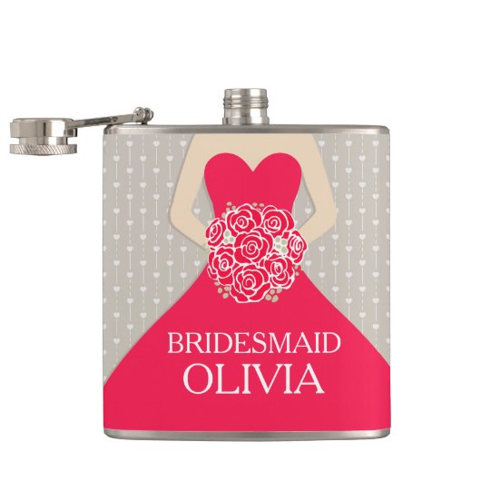 Robe rouge de Bridemaid nommé flacon de la hanche (Ouvert)