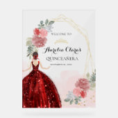 Robe rouge Floral Geometry Quinceañera Anniversair (Recto)