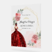 Robe rouge Floral Geometry Quinceañera Anniversair (Angle)