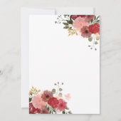 Robe rouge florale gliteuse Quinceañera Invitation (Dos)