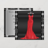 Robe rouge Invitation de fête d'anniversaire (Devant / Derrière)