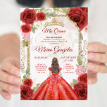 Robe rouge & Rose Mexicaine Quinceanera Invitation<br><div class="desc">Robe rouge & Rose Mexicaine Quinceanera Invitation Mis Quince Anos,  15e anniversaire, </div>
