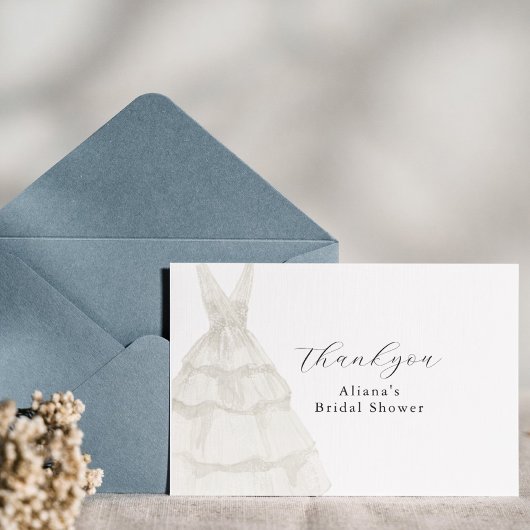 Robe simple blanche élégante aquarelle Merci