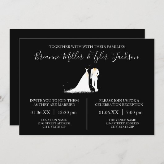 Robe & Smoking - Faire-part de mariage et de récep (Devant / Derrière)