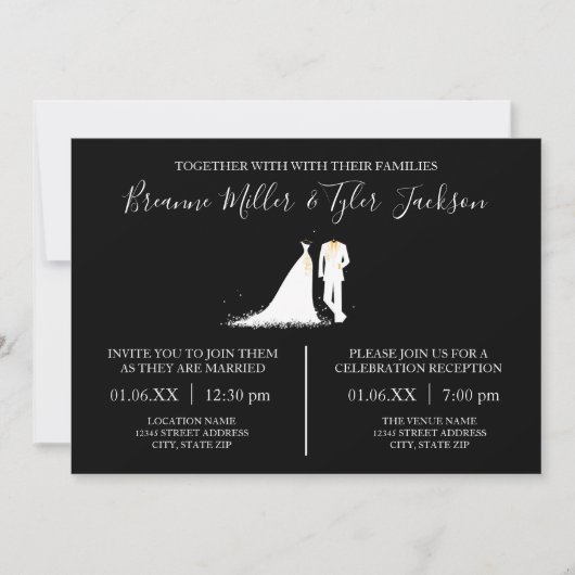 Robe & Smoking - Invitation au Mariage & Réception (Devant)