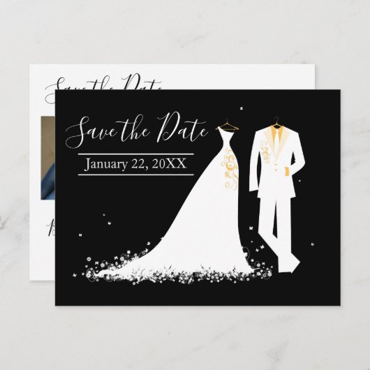 Robe & Tux - Enregistrer la date carte postale (Devant / Derrière)