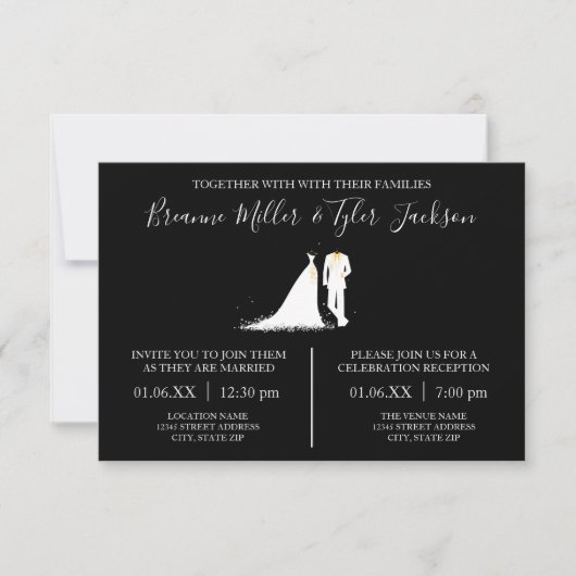 Robe & Tux - Invitation Mariage et réception 3x5 (Devant)