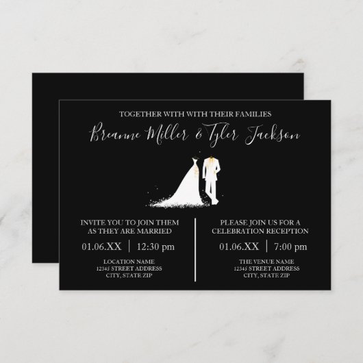 Robe & Tux - Invitation Mariage et réception 3x5 (Devant / Derrière)