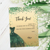 Robe verte confetti Quinceanera carte de remerciem