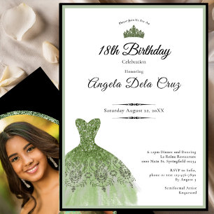 Robe verte élégante de sauge 18 ans invitation déb